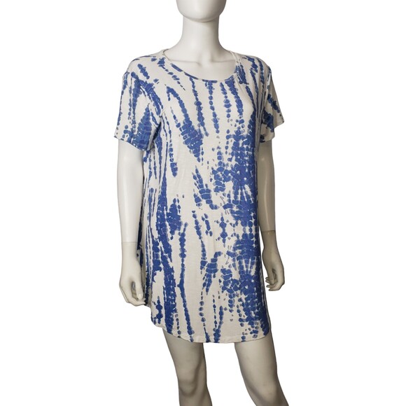 None Dresses & Skirts - Blue and White Tie Dye Casual T Shirt Dress or Tunic Size Large